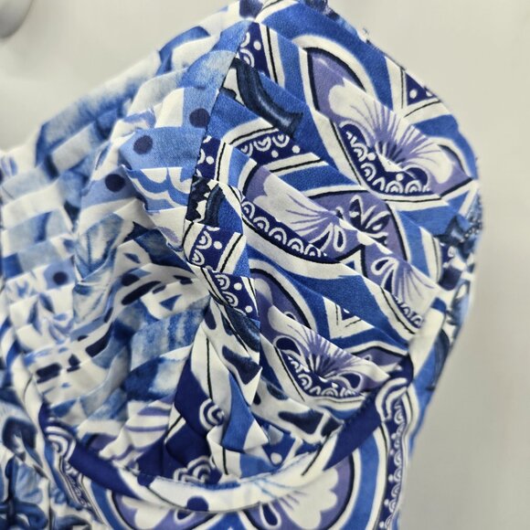 Caroline Costas Blue White Empire Waist 100% Cotton Maxi Dress Size Small - Picture 9 of 16